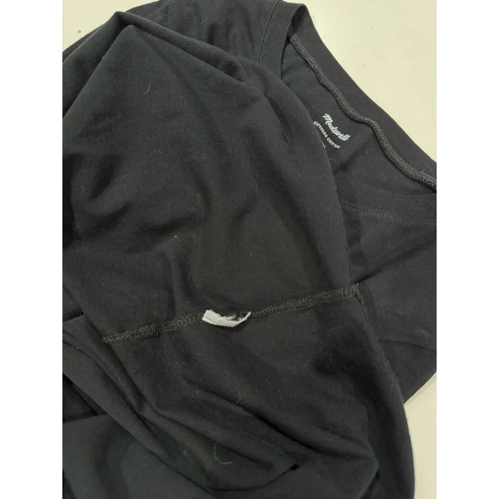 Madewell Essential Long-Sleeve Crewneck Tee Softfade Cotton Black XL - Picture 5 of 5